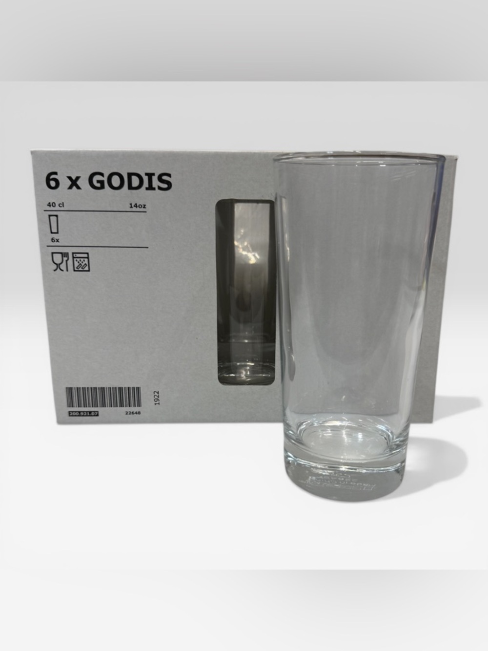 IKEA Godis Clear Stackable Drinking Glasses Tumblers 14 oz. New in Box Set Of 6